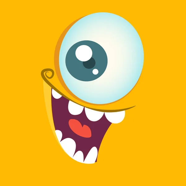 Cartoon Monster Face Vector Halloween Orange Monster One Eye — Stock Vector