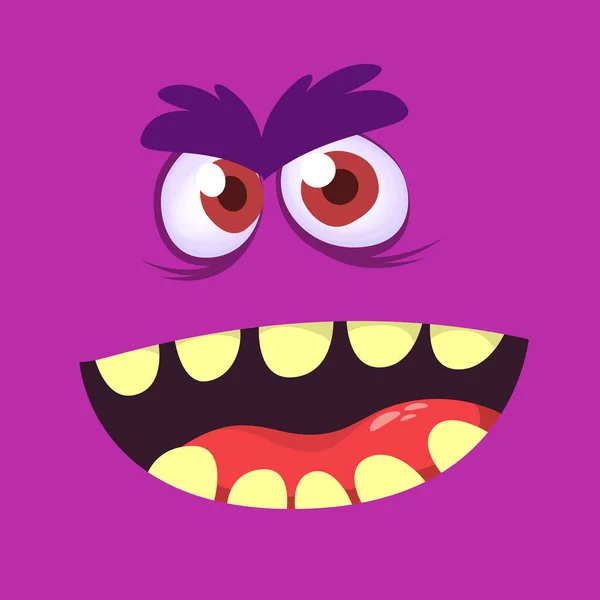Cara Monstro Com Raiva Desenhos Animados Monstro Vector Halloween Assustado — Vetor de Stock