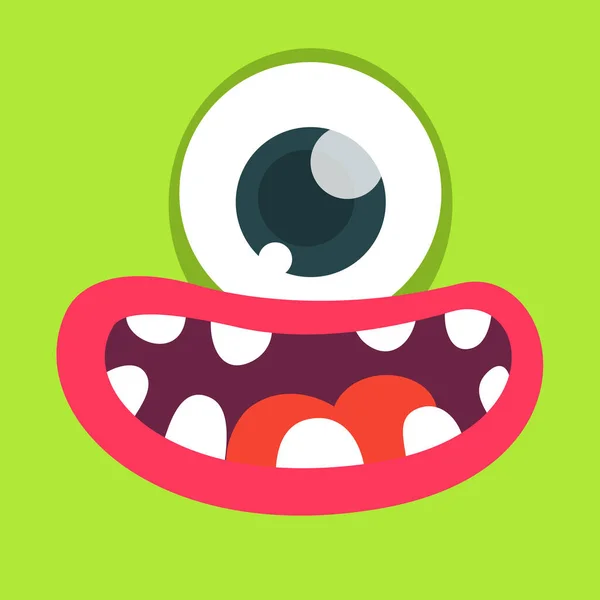 Tekenfilm Monster Gezicht Vector Halloween Eenogige Monster Cyclops Avatar Met — Stockvector