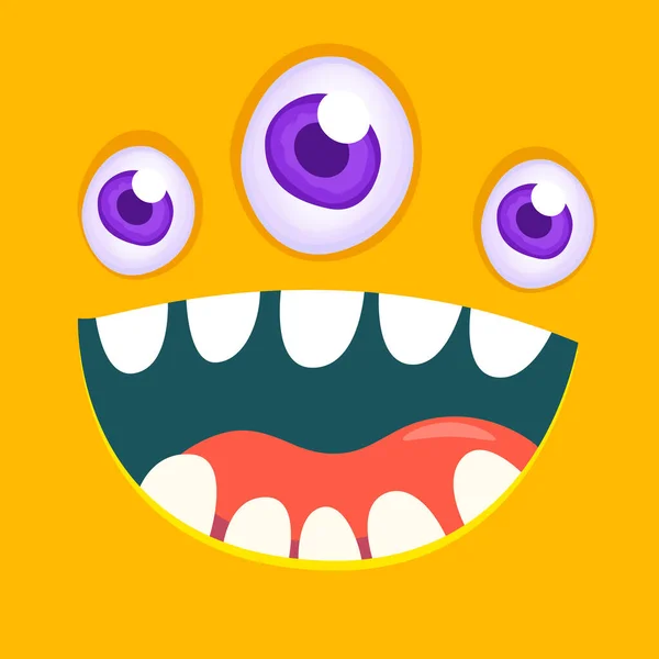 Cool Cartoon Monster Face Halloween Vector Illustration — Stock Vector