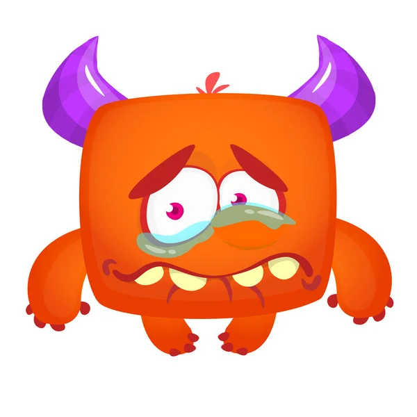 Gracioso Triste Monstruo Dibujos Animados Llorando Vector Ilustración Halloween — Vector de stock