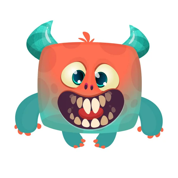 Funny Happy Cartoon Monster Vector Halloween Illustration — Stock Vector