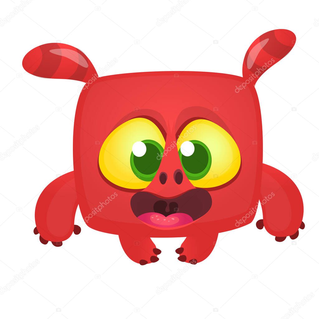 Funny cartoon monster. Vector Halloween illustration