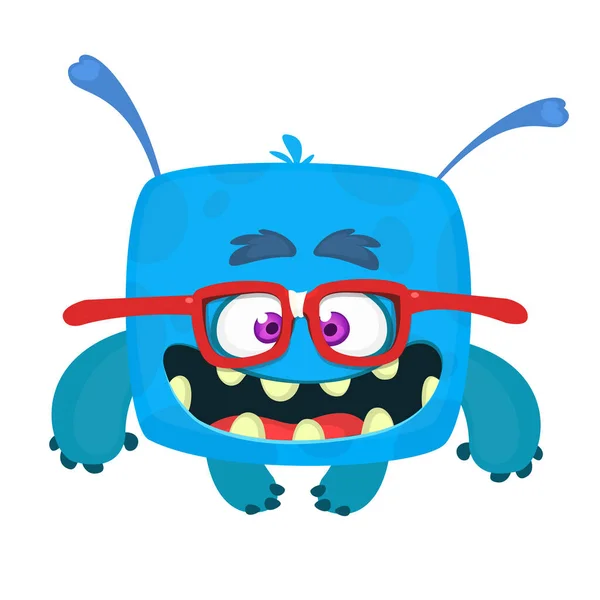 Grappig Stripmonster Met Een Bril Vector Halloween Illustratie — Stockvector