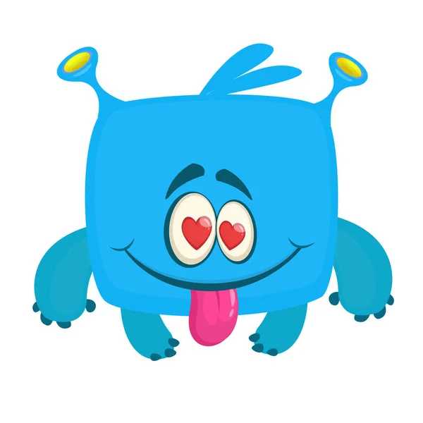 Happy Cartoon Monster Love Valentine Day Illustration — Stock Vector