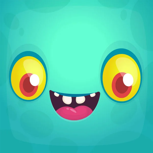 Funny Cartoon Monster Face Vektor Halloween Monster Square Avata — Stockový vektor