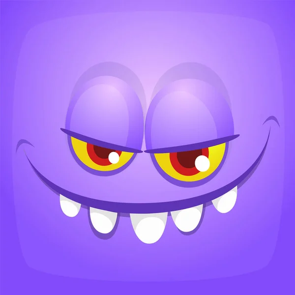 Roligt Tecknad Monster Flicka Ansikte Vektor Halloween Monster Fyrkantig Avata — Stock vektor