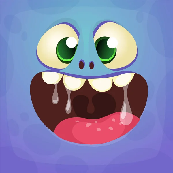Funny Cartoon Monster Face Vektor Halloween Monster Square Avata — Stockový vektor