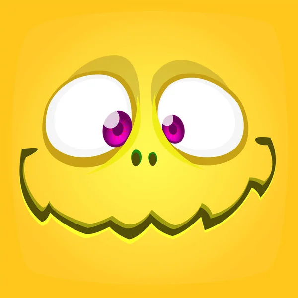 Funny Cartoon Monster Face Vector Halloween Monster Square Avata — Stock Vector