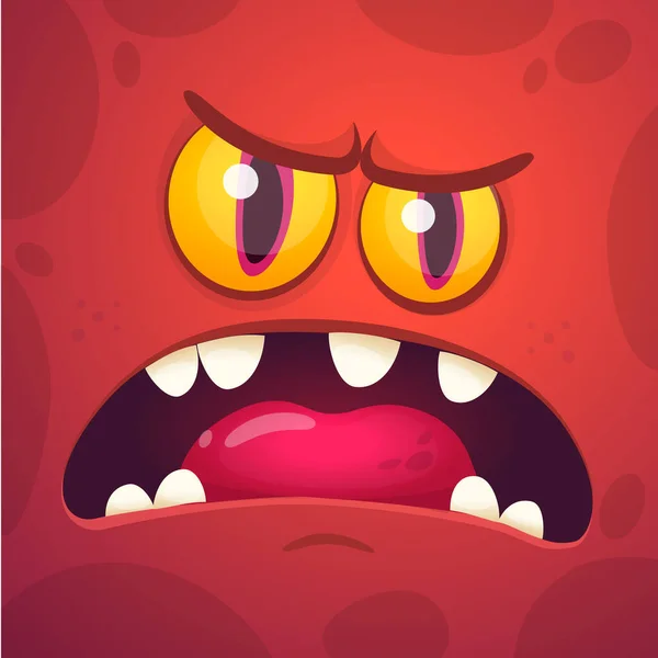 Zeichentrickmonster Gesichtsausdruck Vektor Halloween Monster Quadrat Avata — Stockvektor