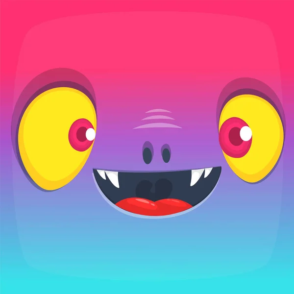 Happy Cartoon Monster Gesicht Vektor Halloween Monster Quadrat Avata — Stockvektor