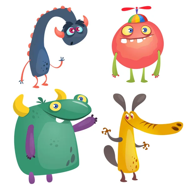 Divertidos Monstruos Dibujos Animados Diseño Halloween — Vector de stock