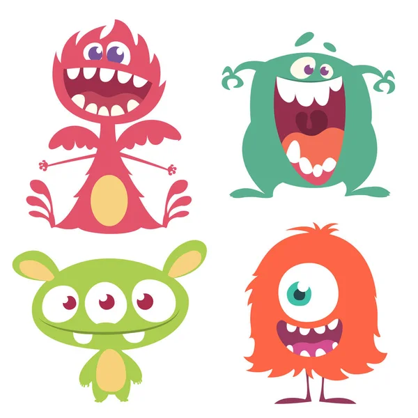 Divertidos Monstruos Dibujos Animados Halloween Vector Ilustración — Archivo Imágenes Vectoriales