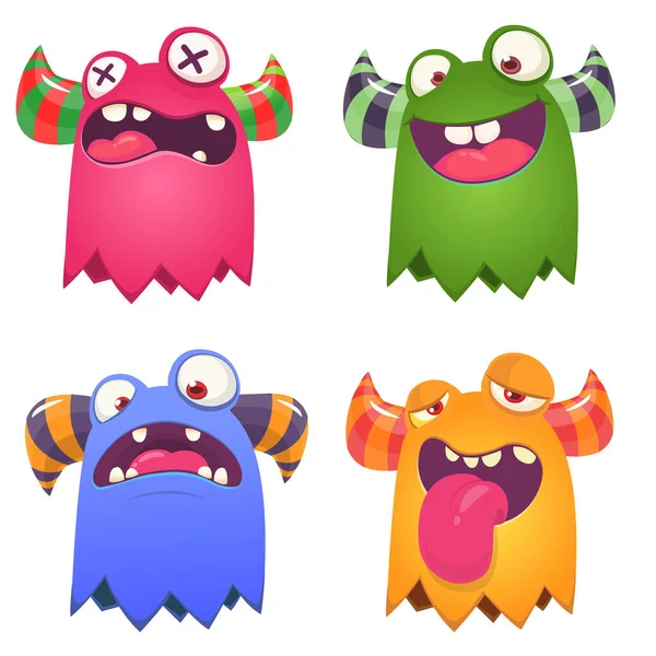 Drôle Monstres Dessin Animé Illustration Vectorielle Halloween — Image vectorielle