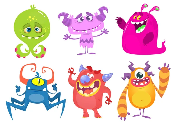 Lustige Cartoon Monster Spielen Halloween Design — Stockvektor