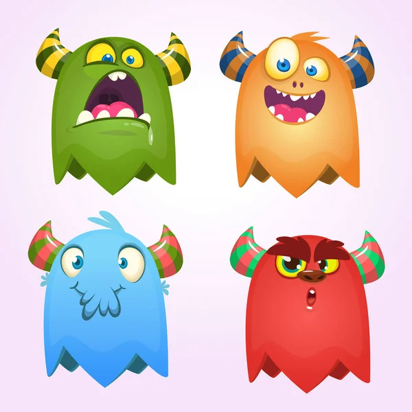 Cartoon Monster Set Für Halloween Vektor Reihe Von Cartoon Monstern — Stockvektor