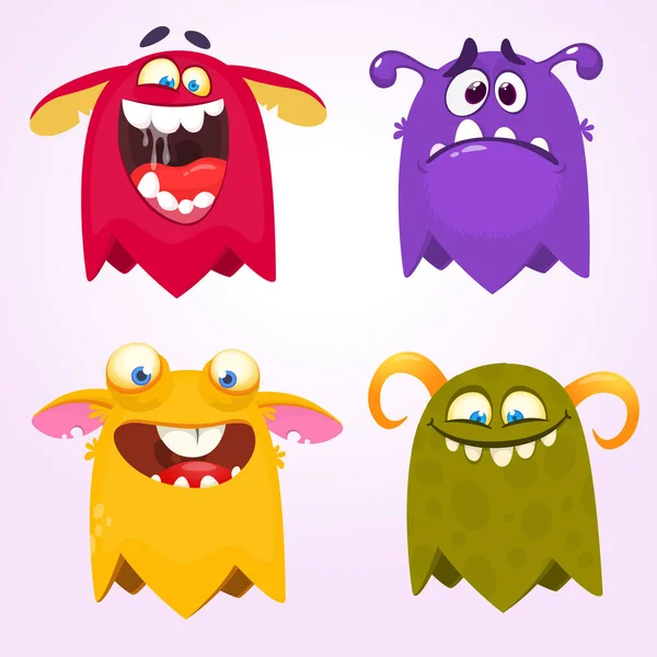 Monstruos Dibujos Animados Para Halloween Conjunto Vectorial Monstruos Dibujos Animados — Vector de stock