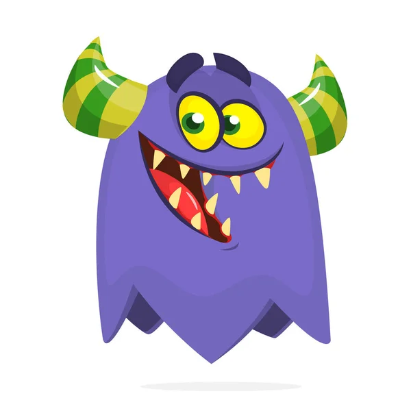 Cartoon Glückliches Monster Halloween Illustration Von Aufgeregten Monster Vecto — Stockvektor