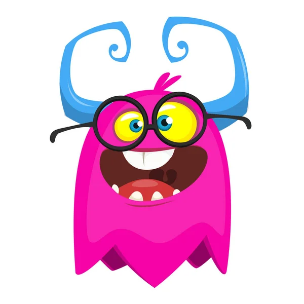 Komisches Monster Mit Brille Illustration Des Aufgeregten Monster Designs — Stockvektor