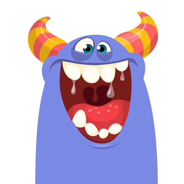 Cartoon Glückliches Monster Halloween Illustration Von Aufgeregten Monster Vecto — Stockvektor