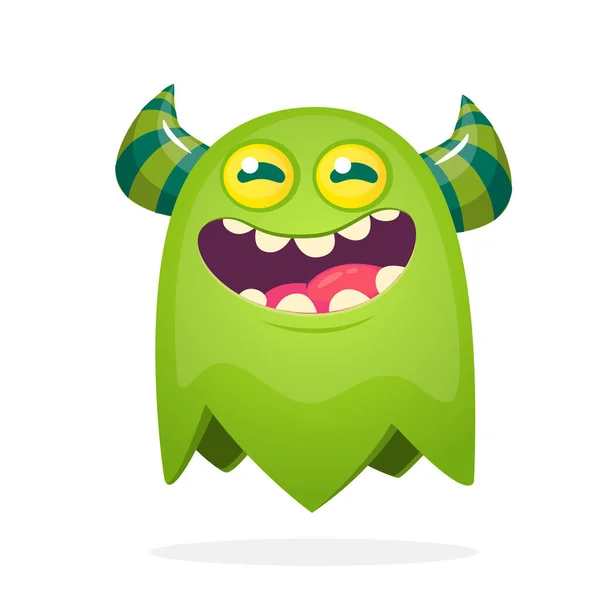 Monster Kartun Yang Bahagia Ilustrasi Halloween Monster Yang Bersemangat Vecto - Stok Vektor