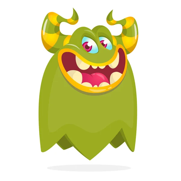 Cartoon Glückliches Monster Halloween Illustration Von Aufgeregten Monster Vecto — Stockvektor