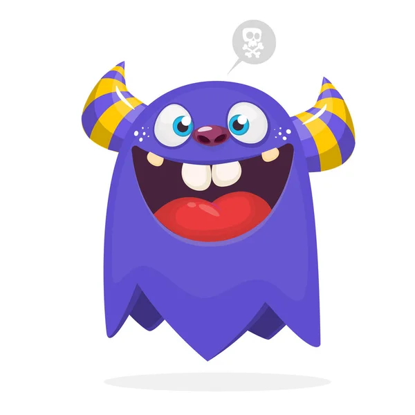 Cartoon Glückliches Monster Halloween Illustration Von Aufgeregten Monster Vecto — Stockvektor