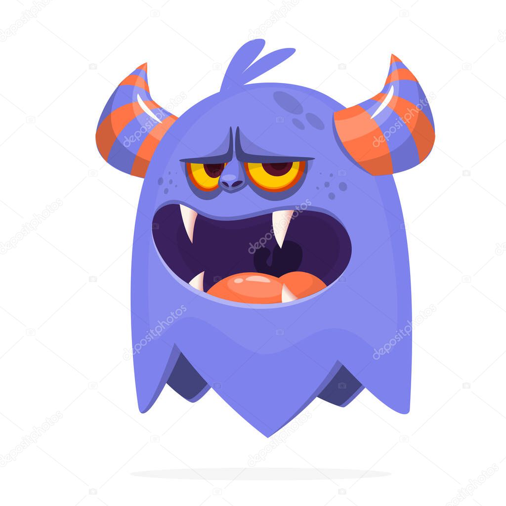 Cartoon angry monster. Halloween illustration of scary monster