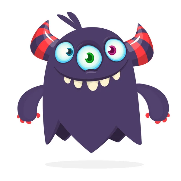 Cartoon Glückliches Monster Mit Drei Augen Halloween Illustration Von Monster — Stockvektor