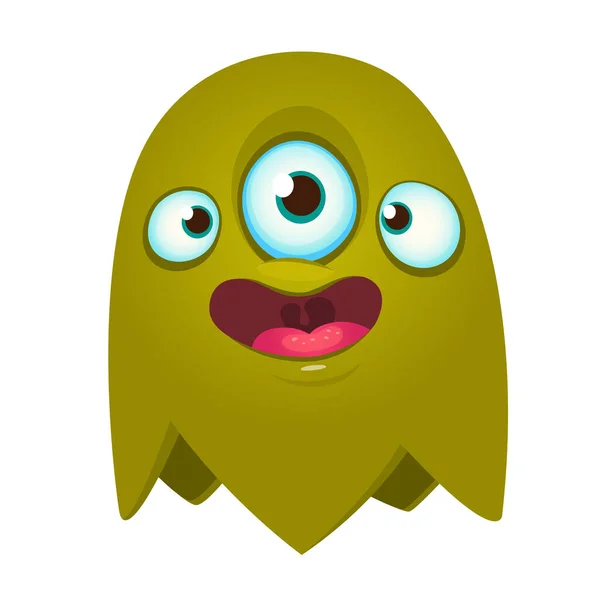 Cartoon Gelukkig Monster Met Drie Ogen Halloween Illustratie Van Monster — Stockvector