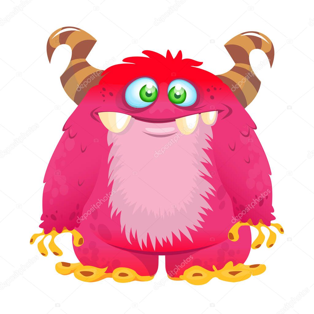 Cartoon happy little yeti bigfoot. Halloween illustration of bigfoot character