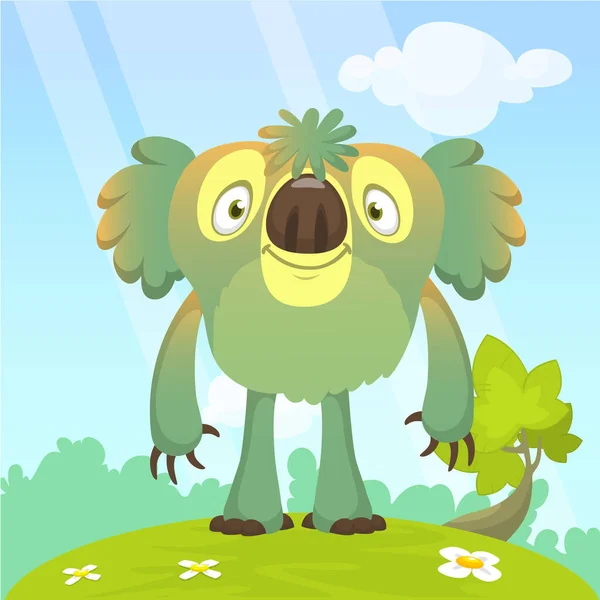 Divertido Personaje Koala Oso Dibujos Animados Ilustración Vectorial Aislada — Vector de stock