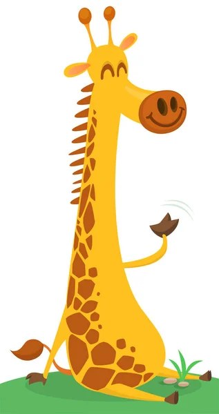 Komik Zürafa Çizgi Film Tasarımı Vektör Çizimi Izole Edildi — Stok Vektör
