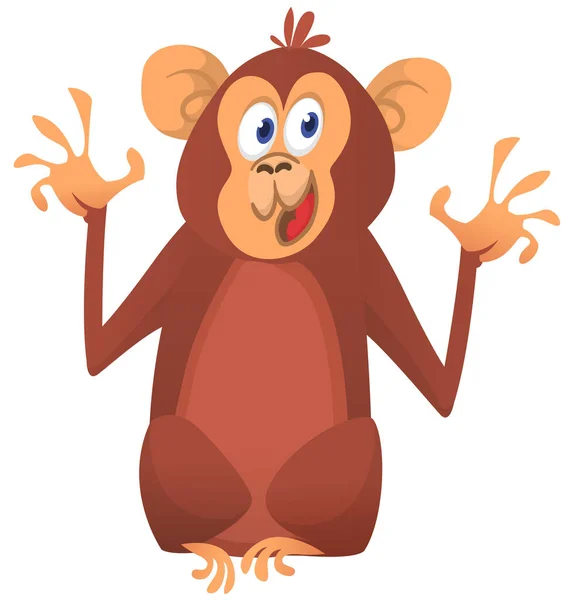 Cute Cartoon Monkey Chimpanzee Vector Illustration Isolated — Stock Vector