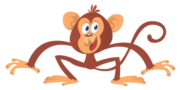 Macaco Desenho Animado Bonito Chimpanzé Ilustração Vetorial Isolada —  Vetores de Stock