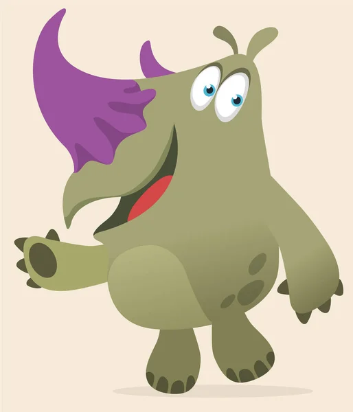 Cartoon Rhino Vector Illustration Funny Rhinoceros Waving — Stock Vector