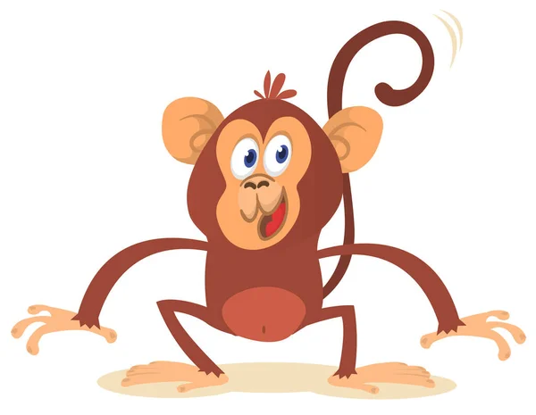 Macaco Desenho Animado Bonito Chimpanzé Ilustração Vetorial Isolada — Vetor de Stock