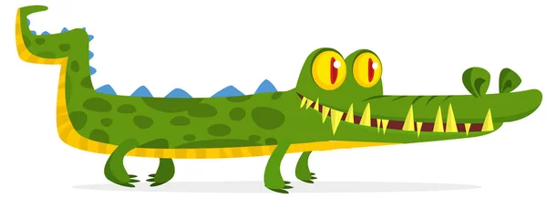Caractère Crocodile Bande Dessinée Illustration Vectorielle Isolée — Image vectorielle