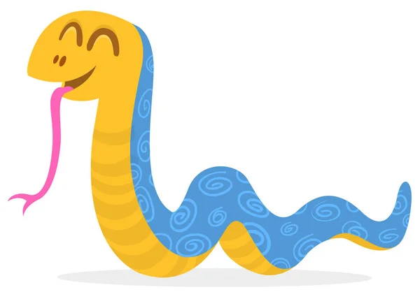 Dibujos Animados Serpiente Divertida Ilustración Vectorial Aislada Blanco — Archivo Imágenes Vectoriales