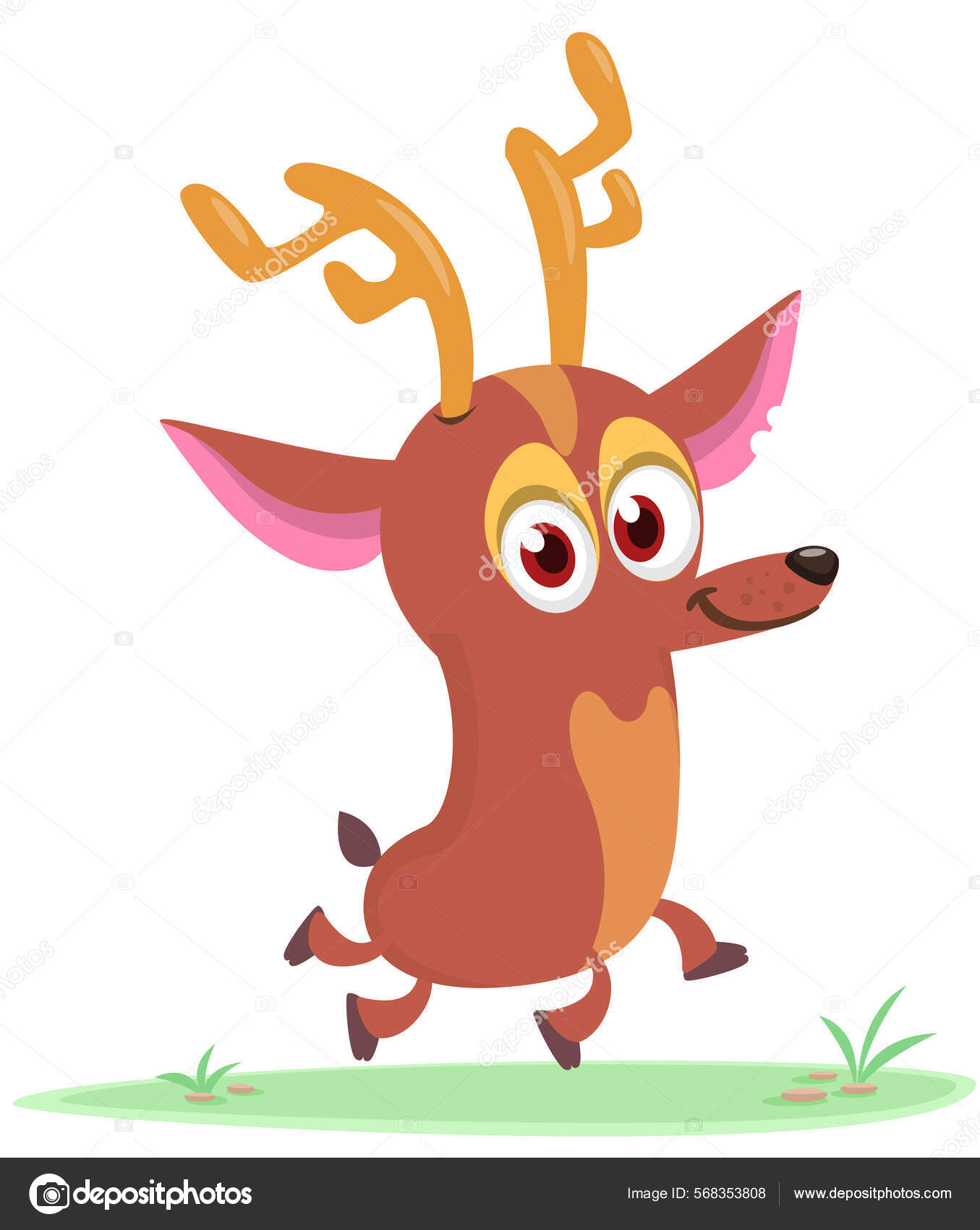 Cartoon Deer Character Illustration Vector Design Isolated Stock Vector