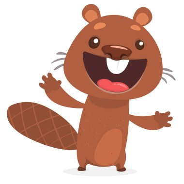Cartoon vector illustration of cute beaver. Isolated on white clipart