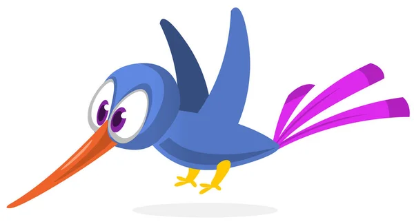 Funny Blue Bird Cartoon Vector Illustration Forest Blue Bird Isolated — Vetor de Stock