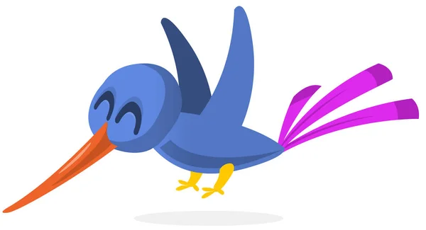 Funny Blue Bird Cartoon Vector Illustration Forest Blue Bird Isolated — Stockvector