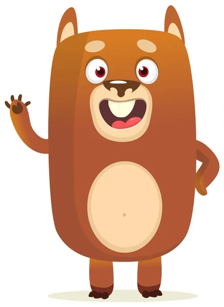 Happy Cartoon Bear Vector Illustration Brown Grizzly Bear — Stockový vektor