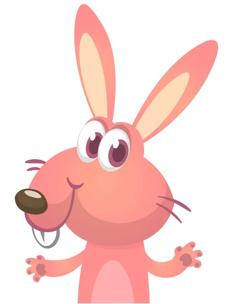 Happy Cute Bunny Cartoon Easter Vector Rabbit Illustration Isolate — Stock Vector