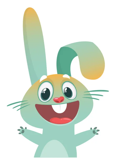 Happy Cute Bunny Cartoon Easter Vector Rabbit Illustration Isolate — Stock Vector