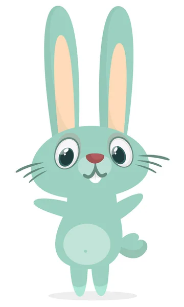 Happy Cute Bunny Cartoon Easter Vector Rabbit Illustration Isolate —  Vetores de Stock