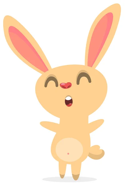 Happy Cute Bunny Cartoon Easter Vector Rabbit Illustration Isolate — стоковый вектор