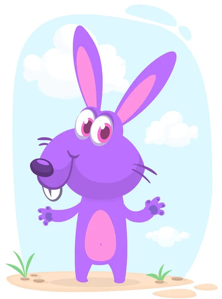 Happy Cute Bunny Cartoon Easter Vector Rabbit Illustration Isolate —  Vetores de Stock