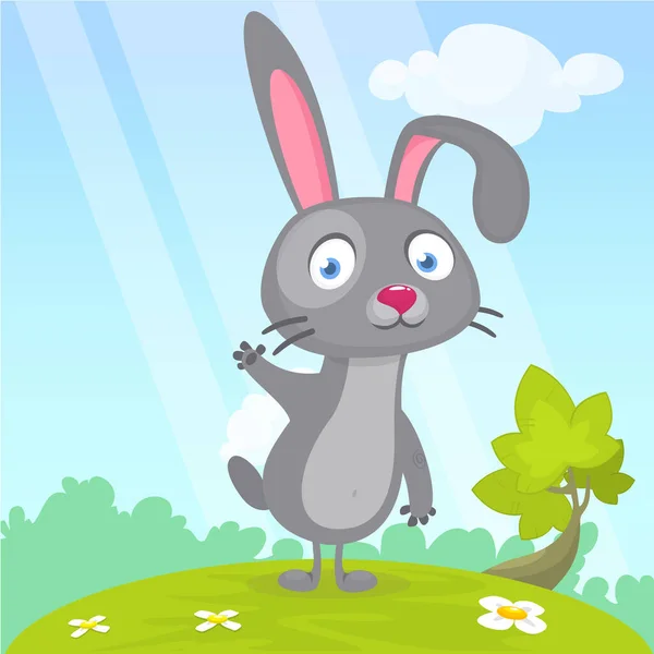 Happy Cute Bunny Cartoon Easter Vector Rabbit Illustration Isolate — Image vectorielle